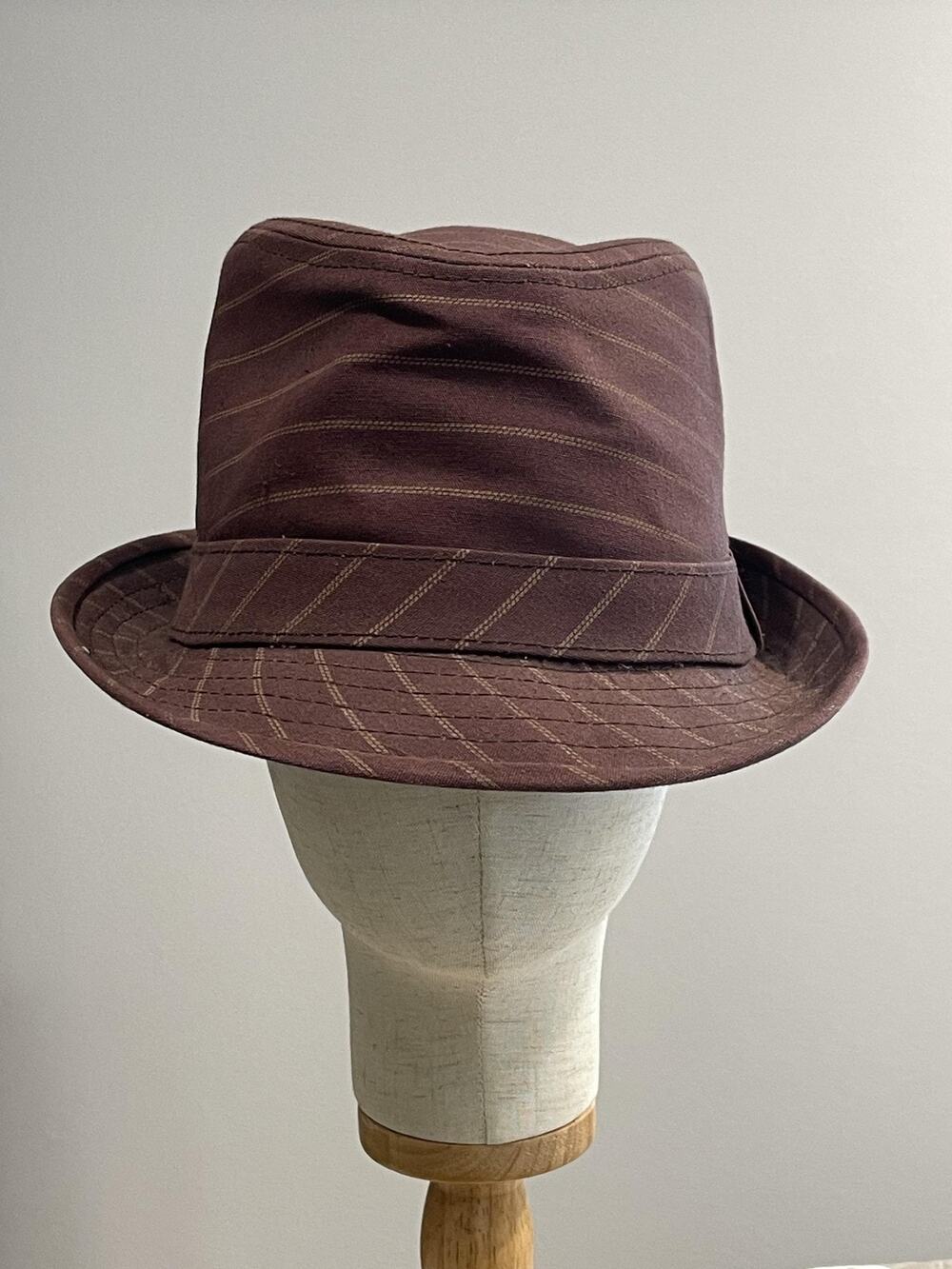 Goorin Hat Cap Fedora Men One Size Brown Twill Striped Lined Casual Fall